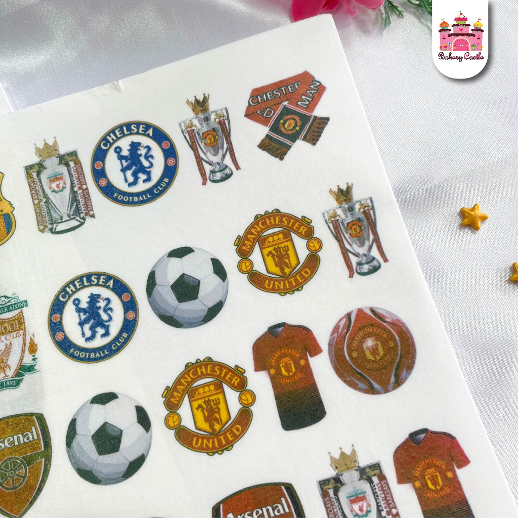 แผ่นเวเฟอร์ตกแต่งเค้ก Wafer Sheet ลายฟุตบอล สีสวย ไม่ทึบ คมชัด - รูปที่ 3