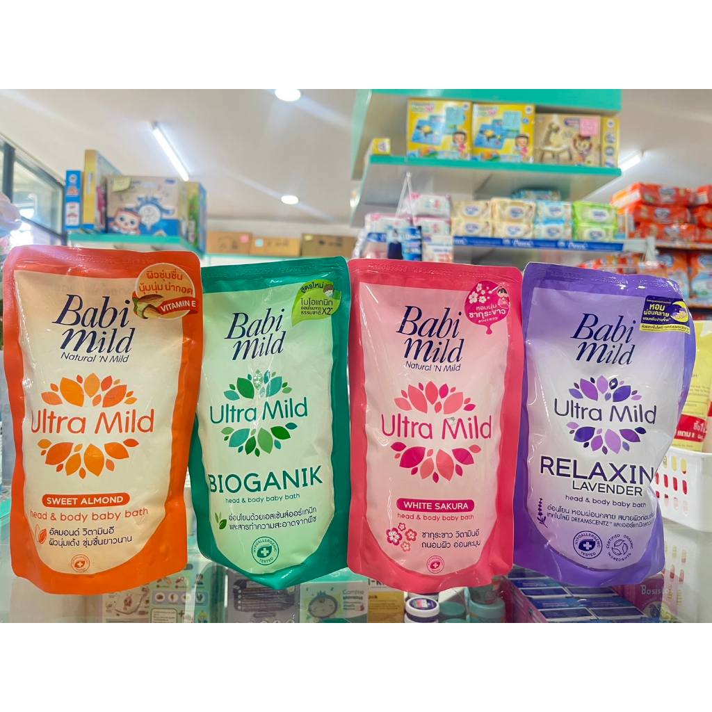 Babi Mild Baby Bath Refill เบบี้ มายด์ ครีมอาบน้ำและสระผมแบบถุงเติม 380 มล. มี 4 สูตร