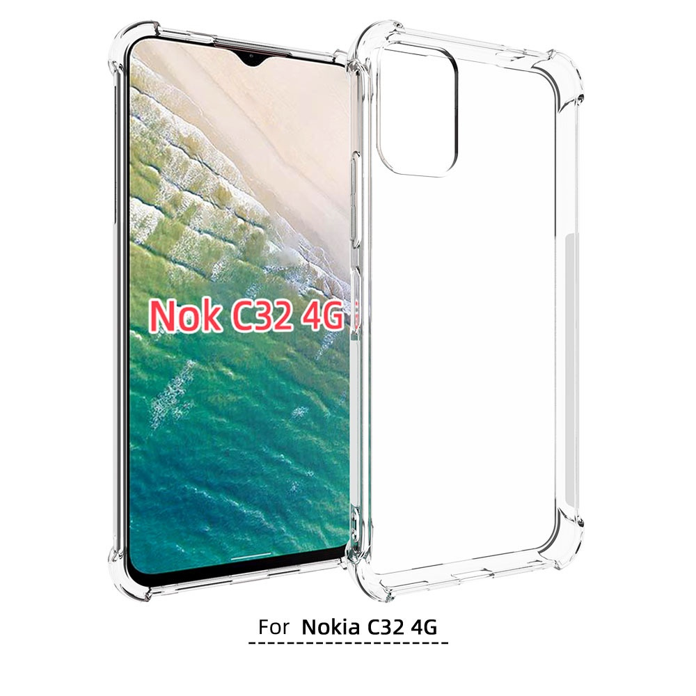 เคสมือถือใช้สำหรับ Nokia C32 แบบ TPU ใสเสริมขอบและมุมกันกระแทก