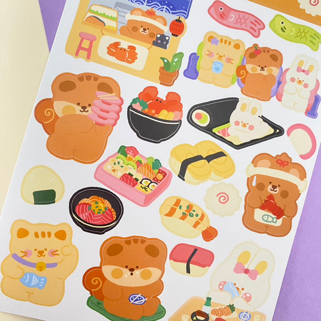 saristicker/ sushi sticker pvc ขนาดA6 สติกเกอร์