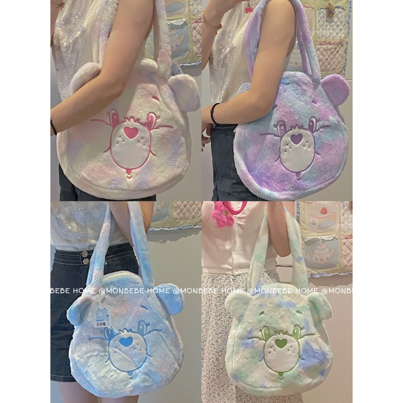 พร้อมส่ง กระเป๋าสะพายข้าง กระเป๋าถือ Carebearsขนาดใหญ่