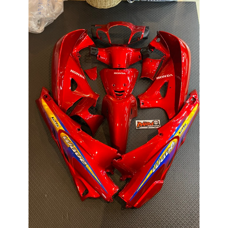 ชุดสีwave125s หัวเถิก สีแดงแก้ว abs