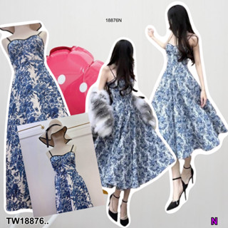 👗Pfashion [ส่งไวมาก🚛] P18876 แม็กซี่เดรส สายเดี่ยวซิปหลัง พิมพ์ลาย ..