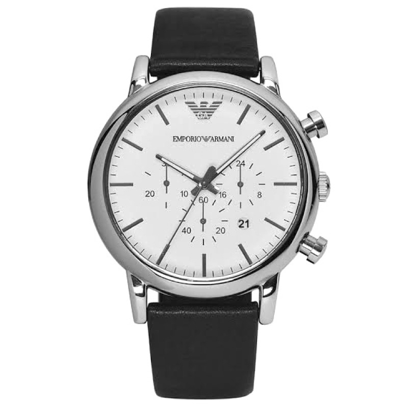 [[พร้อมส่ง📦แท้💯%]] Emporio Armani Men's Chronograph Black Leather Watch ar1807