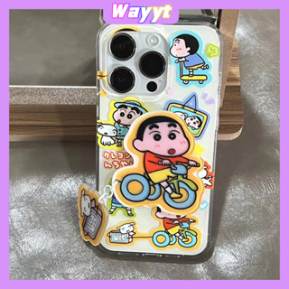 💖จัดส่ง24ชม💖iPhone 14 13 12 11 Pro Max เคส for เคสไอโฟน11 บางเบาพกพาง่าย น่ารัก การ์ตูน เครยอนชินจัง พร้อมขาตั้ง Case