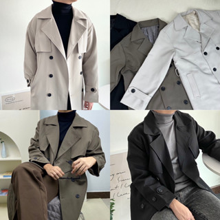 UMORE.FOR.MEN ✨พร้อมส่ง Blaire trench coat (unisex) เทรนช์โค้ท ผู้ชาย ผ้าดีทิ้งตัว น้ำหนักเบา กันหนาวได้ดี