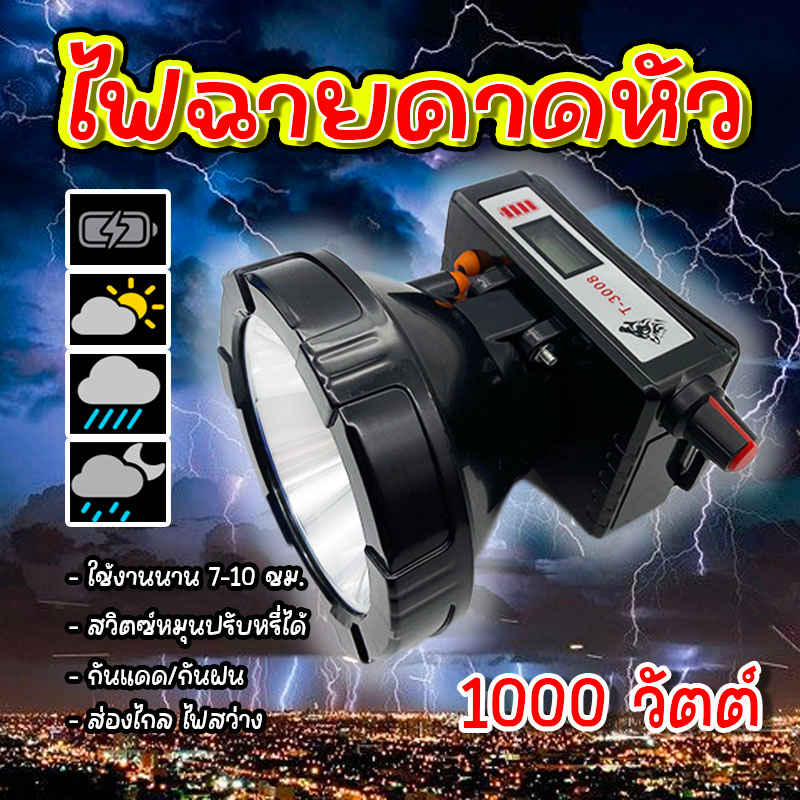 ไฟส่องกบ ไฟฉายคาดหัว ไฟส่องทาง ไฟฉายเดินป่า แคมป์ปิ้ง กันน้ำ ลุยฝน ชาร์จแบตได้ แบตอึด 8-10 ชั่วโมง