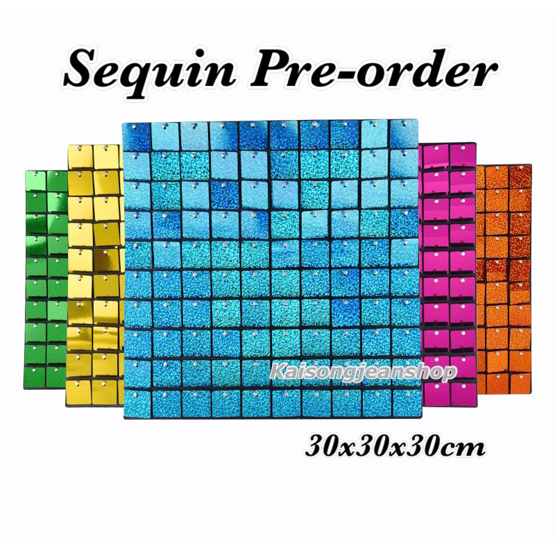 🇨🇳Pre-sequin Shimmer wallแผ่นฉากวิบวับbackgroundขนาด30x30x30cm(70แผ่น)