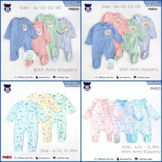 Sale 9.9 พร้อมส่ง Romper ชุดหมีคลุมเท้า กันลื่น 2 ซิป size 6-12, 12-18 เดือน เกรดขึ้นห้าง