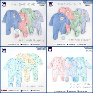 Sale 9.9 พร้อมส่ง Romper ชุดหมีคลุมเท้า กันลื่น 2 ซิป size 6-12, 12-18 เดือน เกรดขึ้นห้าง