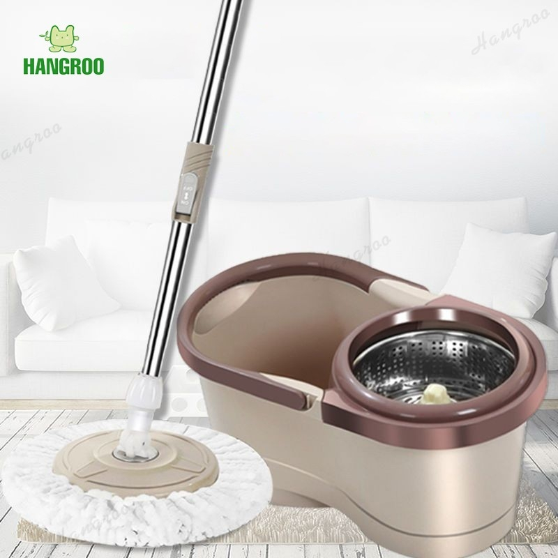 HANGROO H560 ถังปั่นไม้ม็อบ ไม้ถูพื้นปั่น spin mop หมุนได้ 360 องศา  แถมผ้าไมโครไฟเบอร์ 2 ผืน ราคา ถูกที่สุด ดีลบีเคเค แกลเลอรีภาพที่ 2