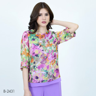 MIKIKO Blouse MI-B2431 ชิฟฟอนอังโกร่า แขนยาว IGPU23-4