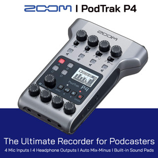 Zoom PodTrak P4 เครื่องบันทึกเสียงดิจิตอล แบบพกพา Input 4 ไมค์ 4 หูฟัง "รับประกันศูนย์ 1 ปี"