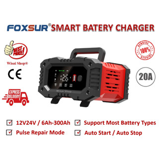 FOXSUR เครื่องชาร์จ 12V / 24V สลายซัลเฟตและฟื้นฟูแบตเตอรี่รถยนต์และรถจักรยานยนต์ Car/Motorcycle Smart Battery Charger