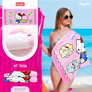 ของแท้ 100% Sanrio ผ้าขนหนูลิขสิทธิ์ Kitty KT-7056 ขนาด 24x48 นิ้ว