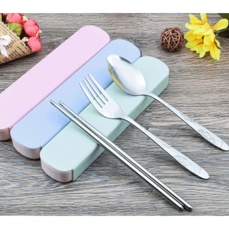 พร้อมกล่อง ชุดช้อนส้อมสแตนเลสพกพา มีให้เลือก 3 สี MSPR-01