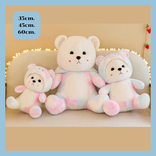 [กรอกโค้ด INC233YY รับส่วนลด20%]หมีเท็ดดี้สายรุ้ง ถอดหมวกได้ 35CM 45CM 60CM น่าก