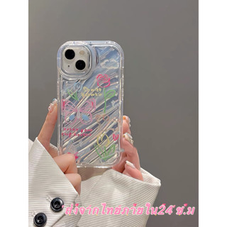 🖤ส่งจากไทยใน24ชม.🖤เคสไอโฟน 14 13 12 11 Pro Max เคส iPhone 11 ผีเสื้อ ระลอก เคสเลเซอร พกง่ายๆ การป้องกันการตก Case