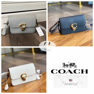 U.S OUTLET coach  แท้   Studio 19 กระเป๋าสะพายไหล่ผู้หญิงหนัง C BUCKLE กระเป๋าสี่เหลี่ยมเล็ก C7936