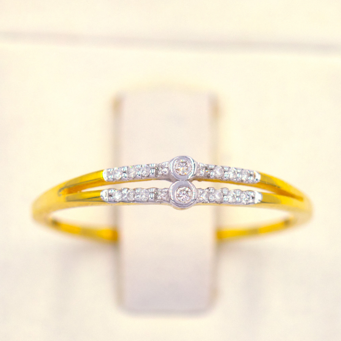 Happy Jewelry แหวนเพชรแถวคู่ แหวนเพชร แหวนทองเพชรแท้ ทองแท้ 37.5% (9K) ME033
