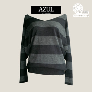 สเวตเตอร์แขนยาว AZUL by moussy ไหมพรมนุ่มสีเทาดำ รหัส B38