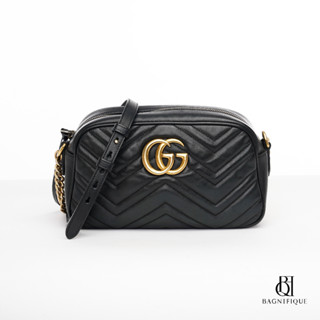 GUCCI MARMONT CAMERA 24 BLACK CALF GHW