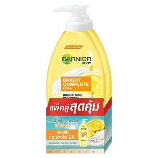 Garnier การ์นิเย่ บอดี้ ไบรท์ คอมพลีท เอ็กซ์ตร้า ไบรท์เทนนิ่ง รีแพร์ริ่ง เซรั่ม มิลค์ ยูวี 400 มล. แพ็คคู่