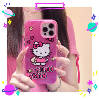 ✨จัดส่งภายใน 24 ชมด✨เคสไอโฟน12 13 14 Pro For 11 HelloKitty ความนิยม แฟชั่น เรียบง่าย สาวน่ารักหัวใจ การป้องกันการตก Case