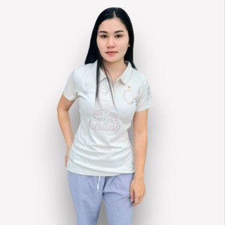 เสื้อกีฬาผู้หญิงบุรีรัมย์สีครีม เข้ารูป งานฟรีไซส์ รอบอก 32 ถึง 36