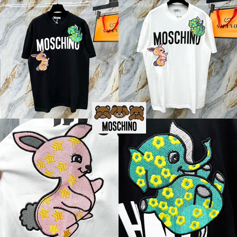 MOSCHINO T-SHIRT UNISEX 🖤🤍 เสื้อยืด MOCHINO 🏷️Hiend 1:1 cotton 💯 ร้านค้าจัดส่งไว