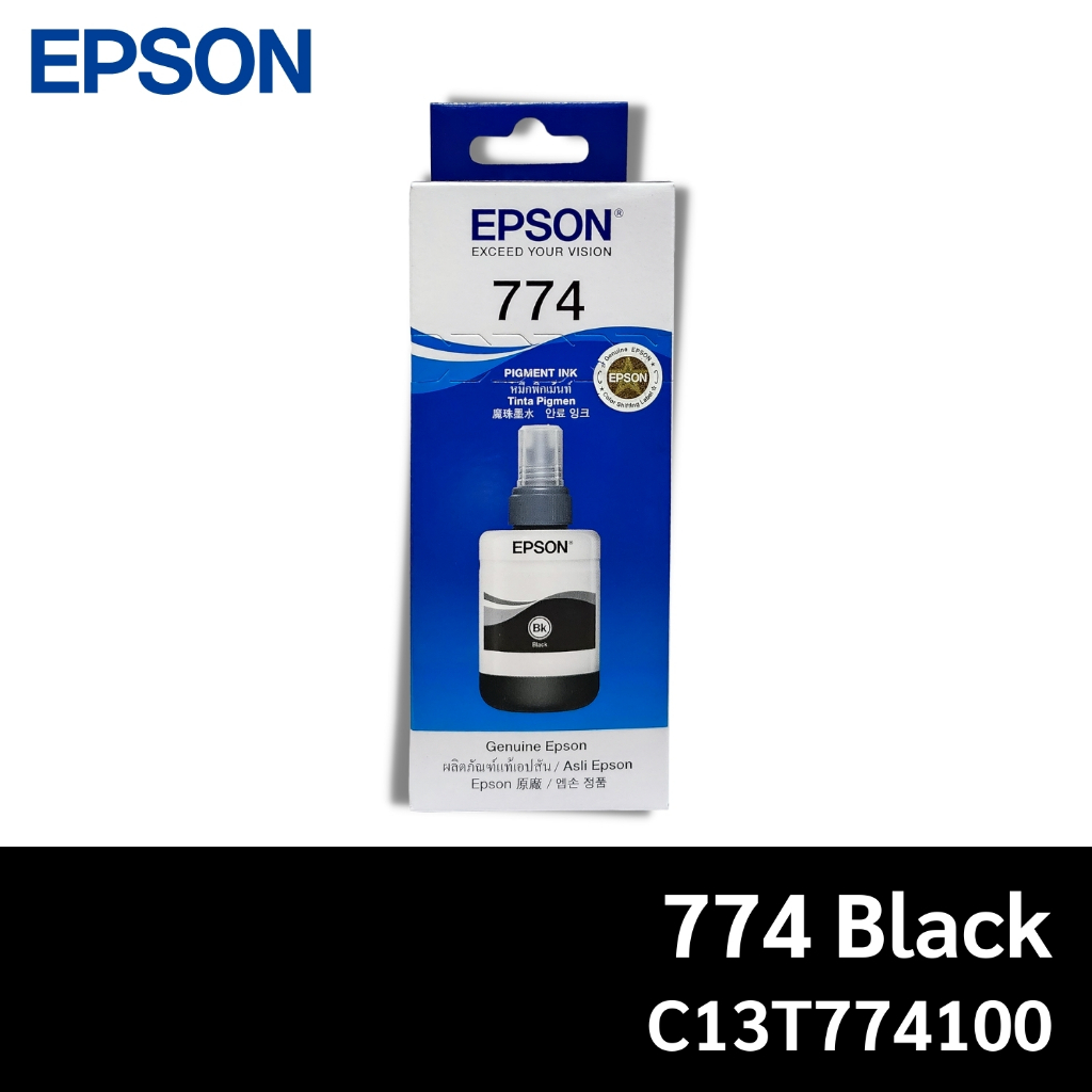 หมึกแท้ Epson 774 BK หมึกเติมแบบขวด สีดำ T774100 ใช้กับ Epson : M100 / M105 / M200 / M205 / L605 / L