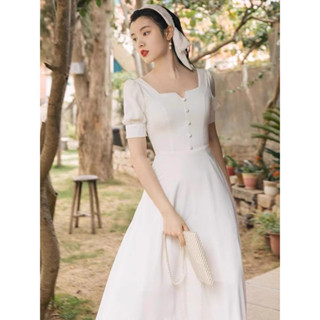 KN-0703 พร้อมส่ง ชุดเดรสสีขาว Wedding Dress เดรสอองาน