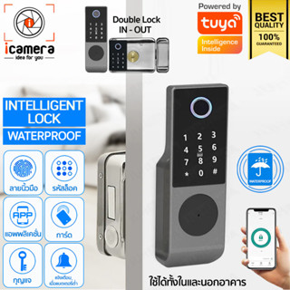 Intelligent Lock Tuya Waterproof ล็อคประตูอัจฉริยะ กันน้ำ FingerPrint,Password,Card,Key,App สแกนนิ้วมือ รหัส กุญแจ แอพ