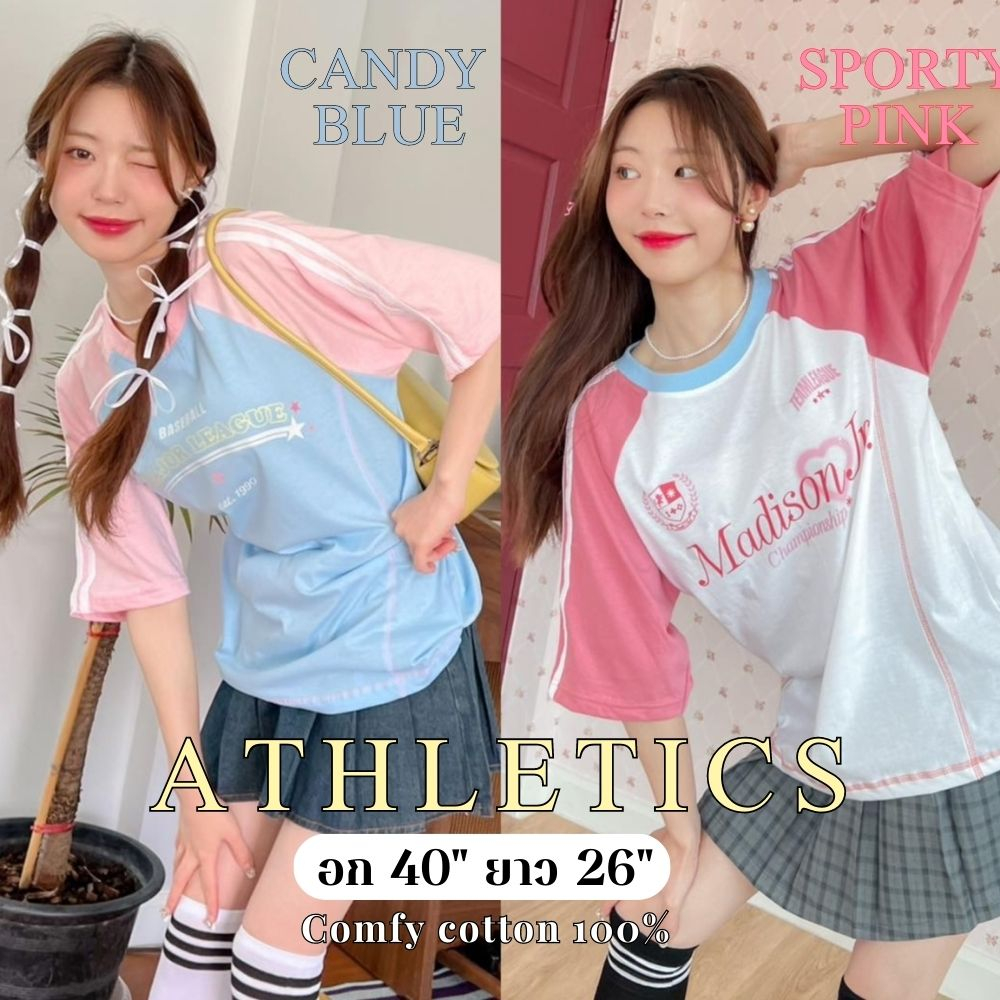 (ลด 50% โค้ด MIDNIGHT425) 🏓 ใหม่ ! 🏓  เสื้อโอเวอร์ไซส์ comfy cotton - " Young & Sport Girl " 🏒 bloke