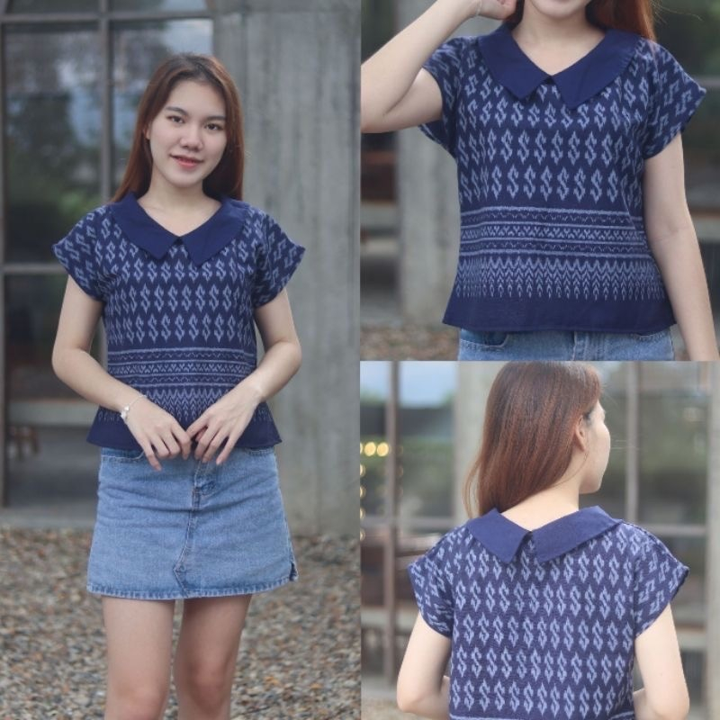 เสื้อผ้าฝ้ายคอบัว ทรงแขนลวดไหล่เข้ารูป (ไซร้36"-40") ผ้าไทยใส่ได้ทุกโอกาส