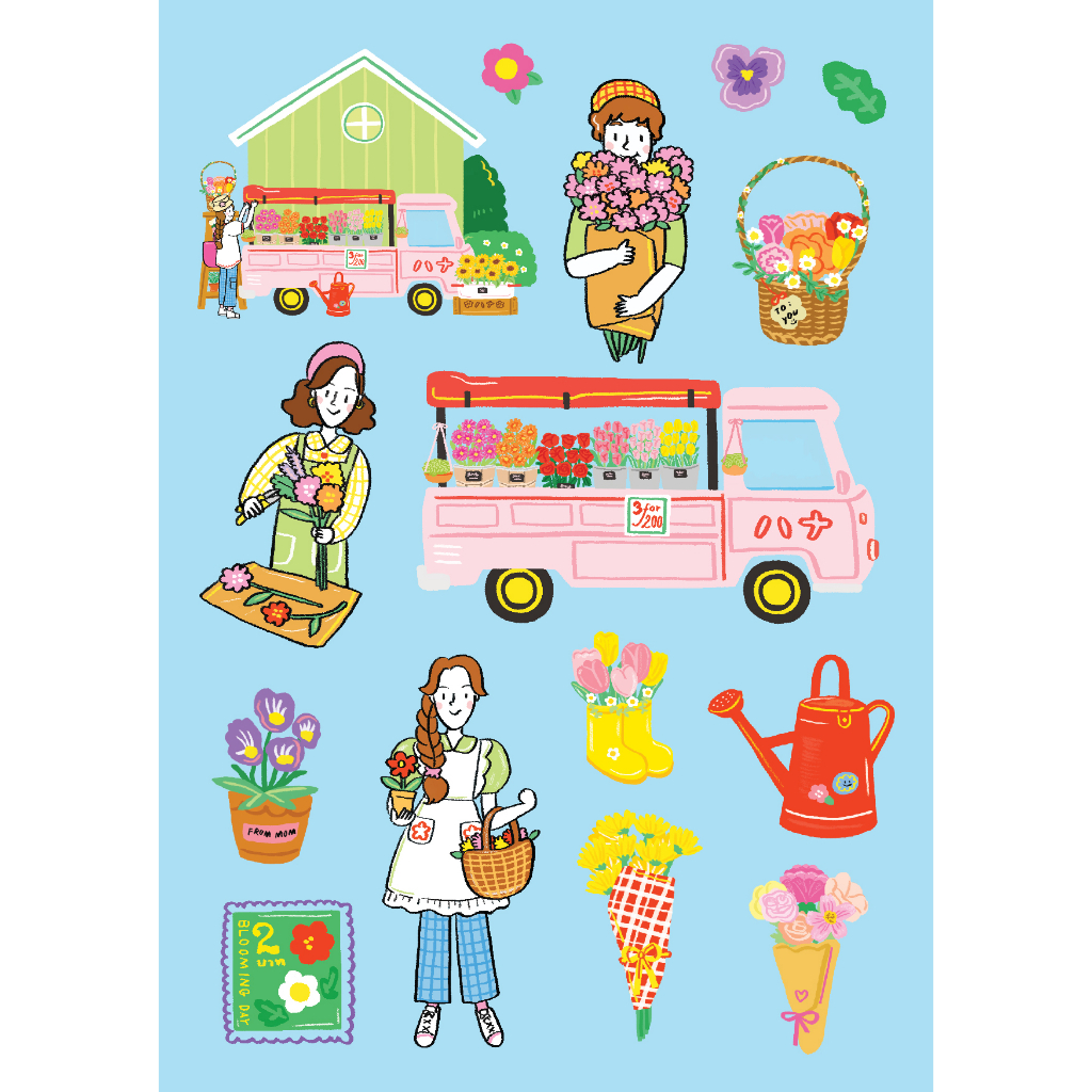 Apple Town Sticker (Live Out Loud x LMOLMO) สติกเกอร์ลายน่ารัก