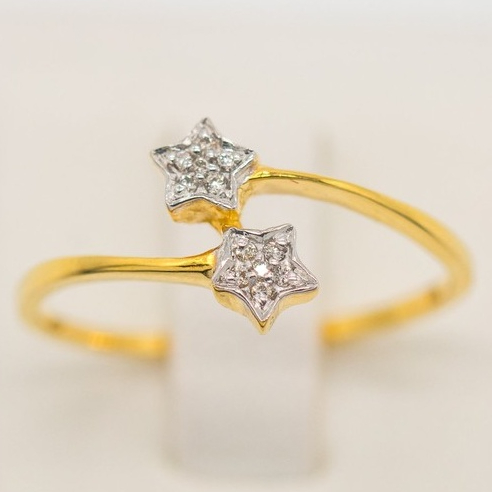 Happy jewelry แหวนดาวคู่  ดาวประกาย 2 ดวง แหวนเพชร แหวนทองเพชรแท้ ทองแท้ 37.5% ME599