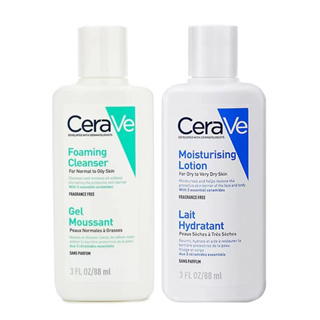 CERAVE Foaming Cleanser โฟมทำความสะอาดผิวหน้า ผิวกาย สำหรับผิวธรรมดา-ผิวมัน เป็นสิวง่าย 88ml โฟมล้างหน้า