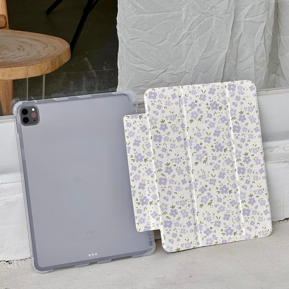 ออกให้ 24 ชม เคสไอแพด air6 11 m4 air7 Purple Flowers เคส ipad Gen9 Gen11 MINI7 case iPad pro11 2024