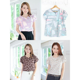 Narinari : MT0202 Petal Sleeve Blouse รุ่นผ้าหนา