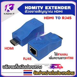 หัวแปลง HDMI เป็นสายแลน RJ45 เส้นเดียว รองรับ HD 4K ชุด 2 ตัว (รับ-ส่ง)HDMI Extender to RJ45 Over Cat 5e/6 Network LAN E