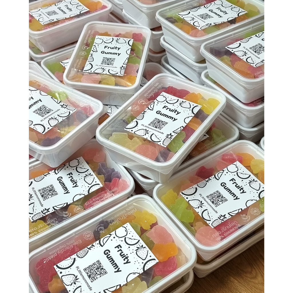 Fruity Gummy คละรสผลไม้ คละพิมพ์ลาย คละสี นุ่มนิ่ม หนึบหนับ ไม่เหนียวและไม่หวานเกินไป