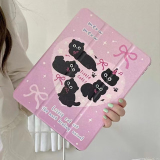 🎁ส่งของขวัญ🎁แมวดำ Mirror เคส for iPad Gen10 10.9 2022 Gen9 10.2 pro 11 2021 เคสไอแพด Air4 5 Case มีช่องเสียบปากกา cat