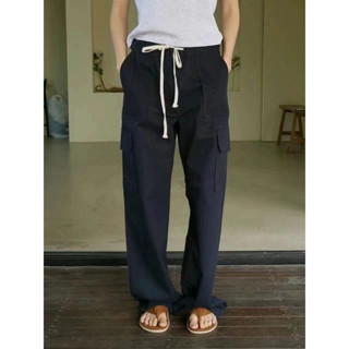 กางเกงคาร์โก้เอวรูด CASUAL LOW-RISE DRAWSTRING CARGO PANTS