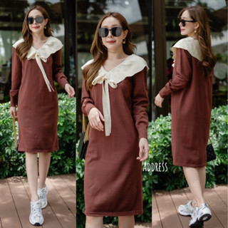 🌈🌿🌸🌺🌼❤️🤎🇰🇷 Knit Frill Collar Long Sleeve Dress