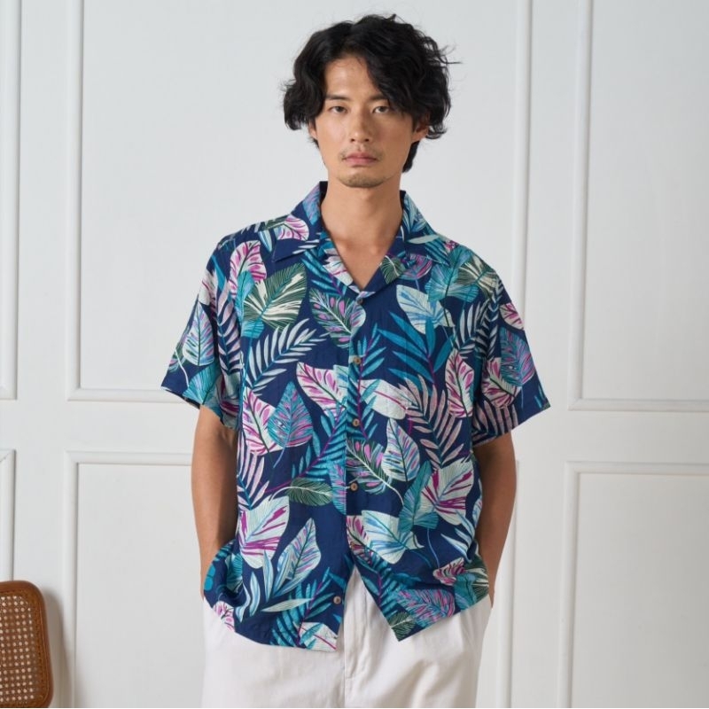 Shirtoria Hawaii-ลาย bondi coffee เสื้อเชิ้ตแขนสั้นผู้ชาย Non Iron