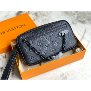 LV embossed chain business clutch wristlet authentic quality