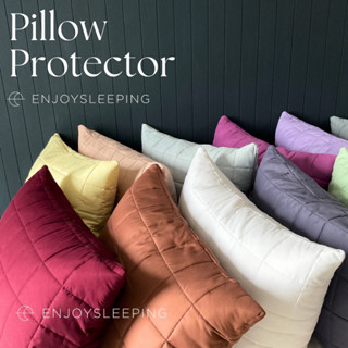 ( มี 13 สี ) enjoysleeping ปลอกหมอน กันเปื้อน กันน้ำลาย บุใย quilted pillow protector case หนา นุ่ม ปลอกกันเปื้อนหมอน ขนาด 19x29”