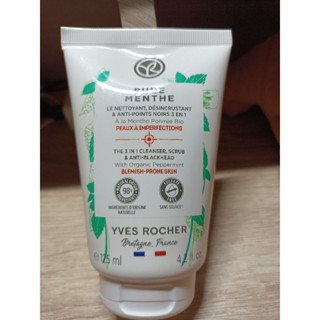 YVES ROCHE PURE MENTHE เพียว มองต์ เดอะ ทรี อินวัน คลีนเซอร์ สครับ แอน แอนตี้ แบลคเฮด