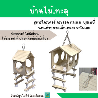 บ้านไม้ทะลุ สำหรับ ชูการ์ไกรเดอร์ กระรอก กระแต  นกแก้ว